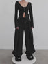 Side High Waist Tuck Pants